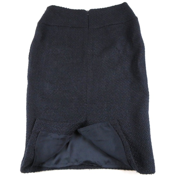 MOULINETTE SOEURS navy blue wool blend Boucle Lined Pencil Skirt - Picture 3 of 4